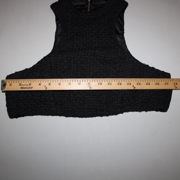 Alamour Sz L Black Textured Sleeveless Crop Lined 100% Polyester 2Pc Dress - Picture 13 of 16